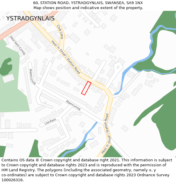 60, STATION ROAD, YSTRADGYNLAIS, SWANSEA, SA9 1NX: Location map and indicative extent of plot