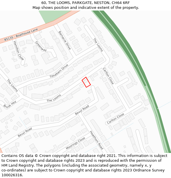 60, THE LOOMS, PARKGATE, NESTON, CH64 6RF: Location map and indicative extent of plot