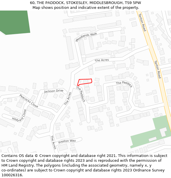 60, THE PADDOCK, STOKESLEY, MIDDLESBROUGH, TS9 5PW: Location map and indicative extent of plot