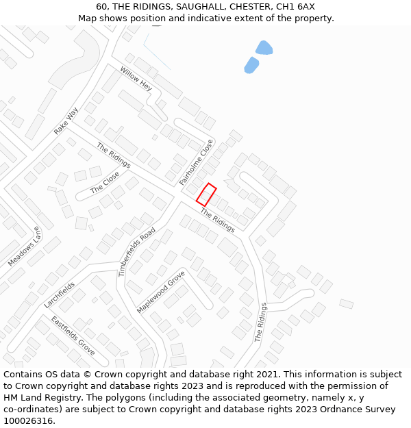 60, THE RIDINGS, SAUGHALL, CHESTER, CH1 6AX: Location map and indicative extent of plot