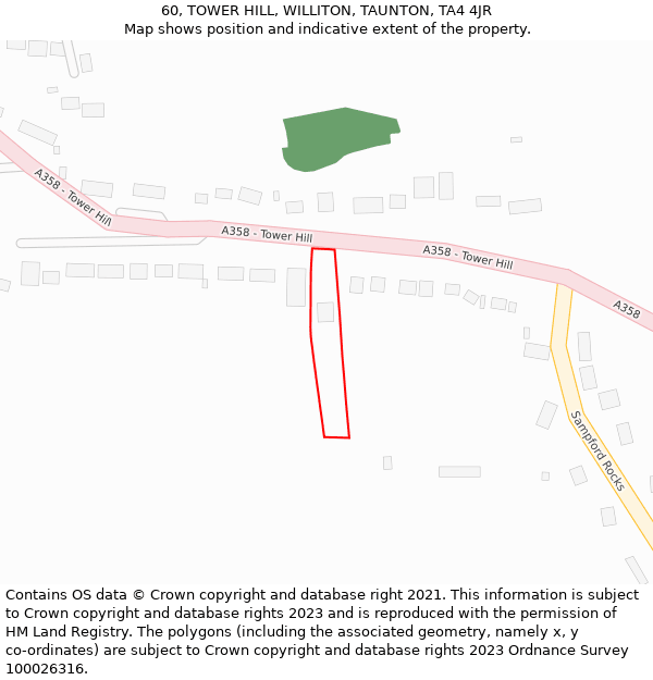 60, TOWER HILL, WILLITON, TAUNTON, TA4 4JR: Location map and indicative extent of plot