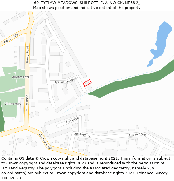 60, TYELAW MEADOWS, SHILBOTTLE, ALNWICK, NE66 2JJ: Location map and indicative extent of plot