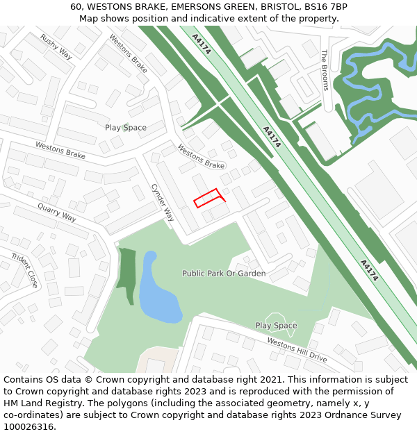 60, WESTONS BRAKE, EMERSONS GREEN, BRISTOL, BS16 7BP: Location map and indicative extent of plot