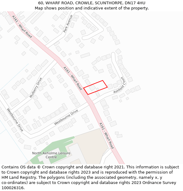 60, WHARF ROAD, CROWLE, SCUNTHORPE, DN17 4HU: Location map and indicative extent of plot