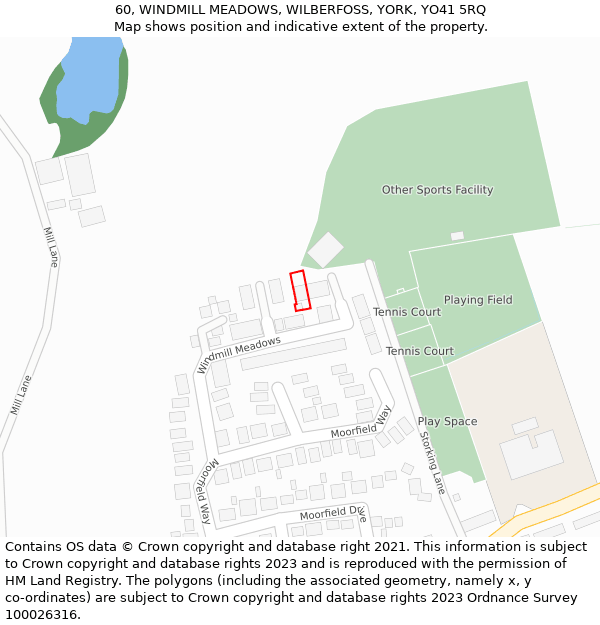 60, WINDMILL MEADOWS, WILBERFOSS, YORK, YO41 5RQ: Location map and indicative extent of plot