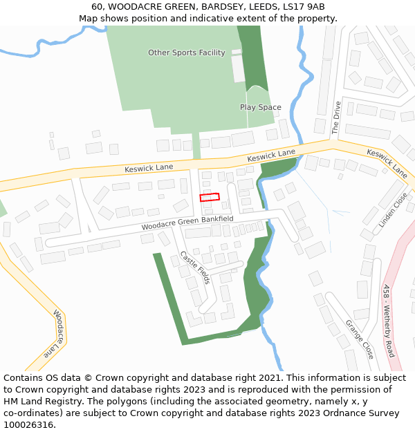 60, WOODACRE GREEN, BARDSEY, LEEDS, LS17 9AB: Location map and indicative extent of plot