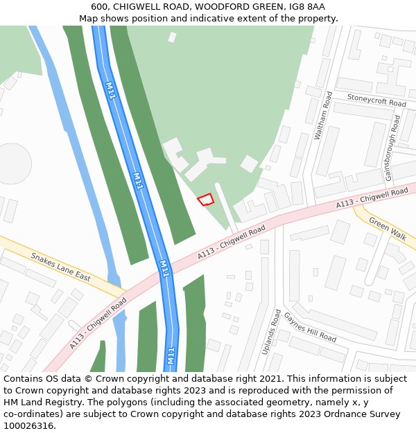 600, CHIGWELL ROAD, WOODFORD GREEN, IG8 8AA: Location map and indicative extent of plot