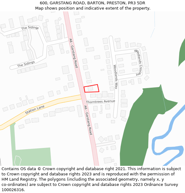 600, GARSTANG ROAD, BARTON, PRESTON, PR3 5DR: Location map and indicative extent of plot