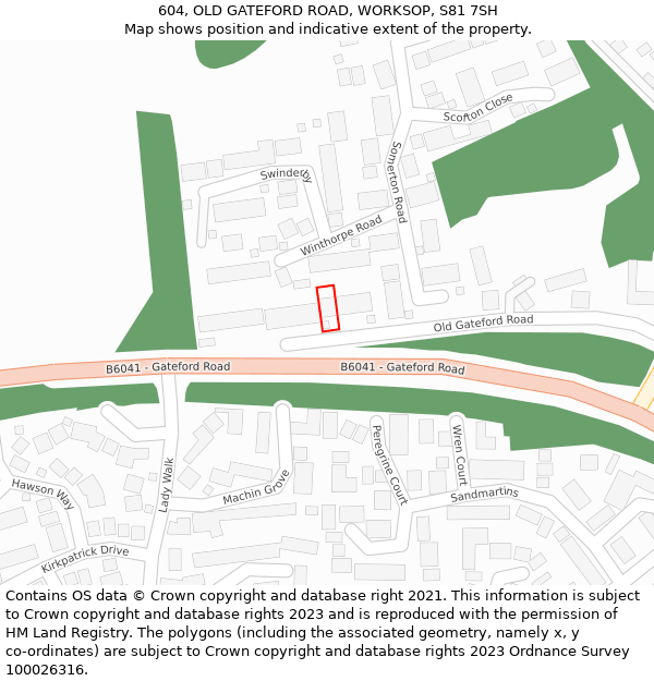 604, OLD GATEFORD ROAD, WORKSOP, S81 7SH: Location map and indicative extent of plot