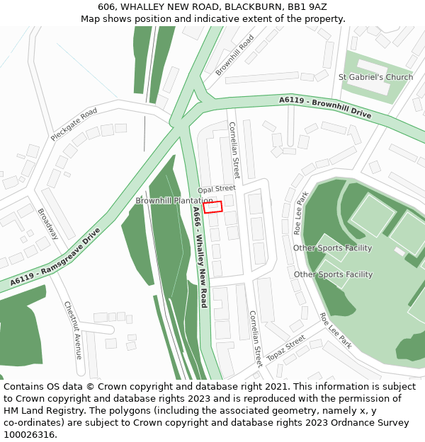 606, WHALLEY NEW ROAD, BLACKBURN, BB1 9AZ: Location map and indicative extent of plot