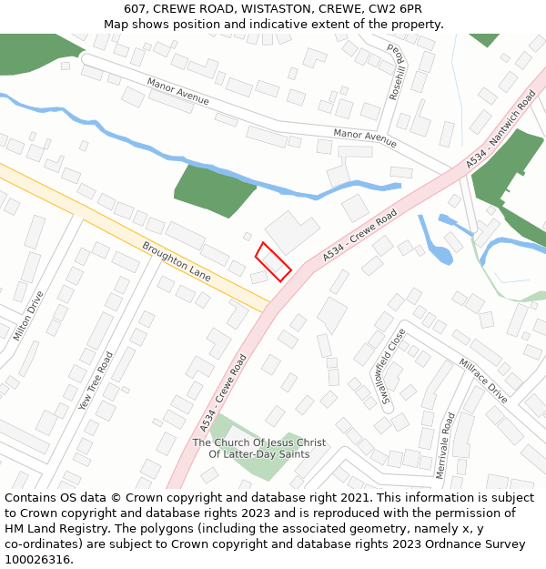 607, CREWE ROAD, WISTASTON, CREWE, CW2 6PR: Location map and indicative extent of plot