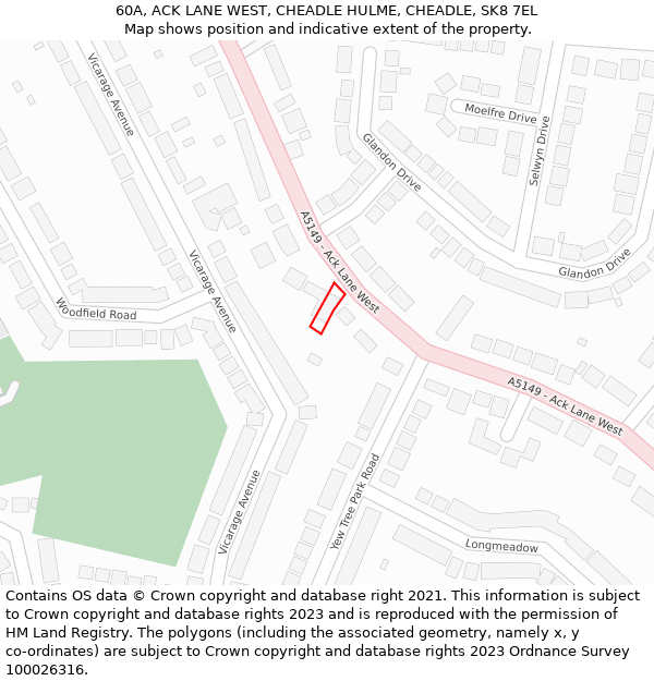 60A, ACK LANE WEST, CHEADLE HULME, CHEADLE, SK8 7EL: Location map and indicative extent of plot