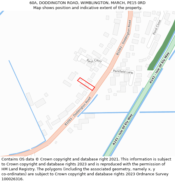 60A, DODDINGTON ROAD, WIMBLINGTON, MARCH, PE15 0RD: Location map and indicative extent of plot
