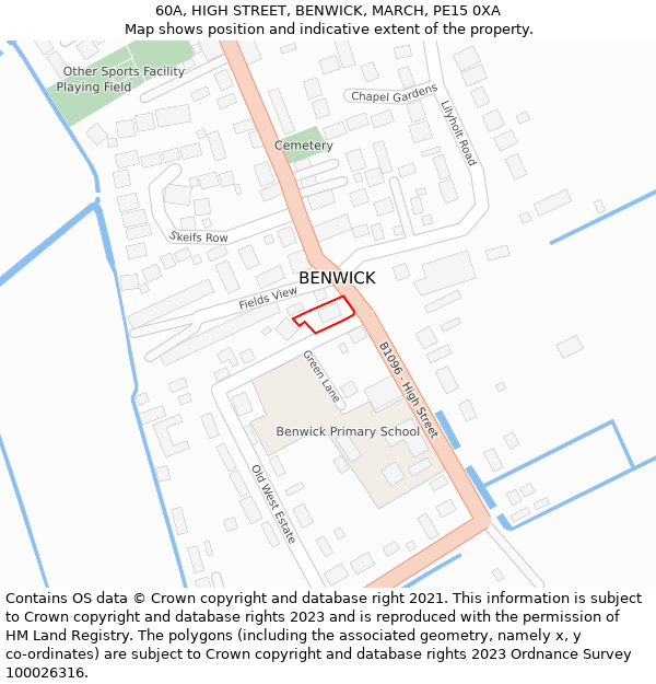 60A, HIGH STREET, BENWICK, MARCH, PE15 0XA: Location map and indicative extent of plot