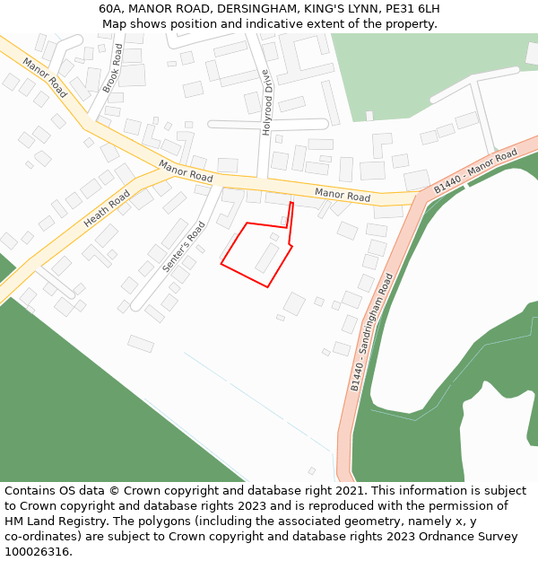 60A, MANOR ROAD, DERSINGHAM, KING'S LYNN, PE31 6LH: Location map and indicative extent of plot