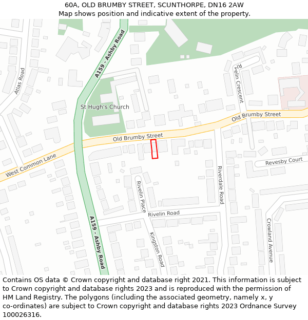 60A, OLD BRUMBY STREET, SCUNTHORPE, DN16 2AW: Location map and indicative extent of plot