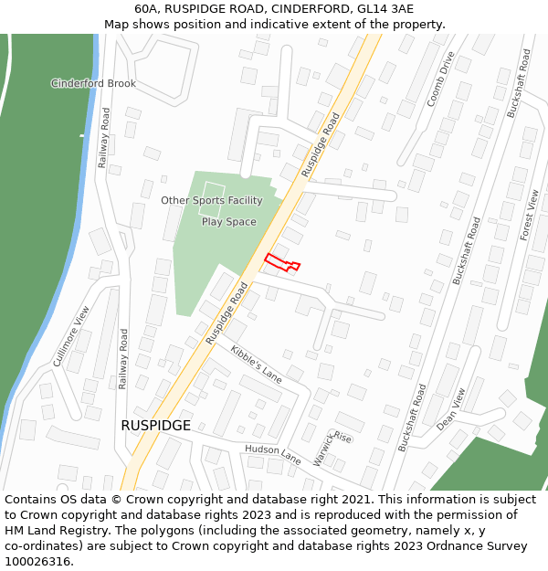 60A, RUSPIDGE ROAD, CINDERFORD, GL14 3AE: Location map and indicative extent of plot