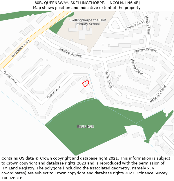 60B, QUEENSWAY, SKELLINGTHORPE, LINCOLN, LN6 4RJ: Location map and indicative extent of plot