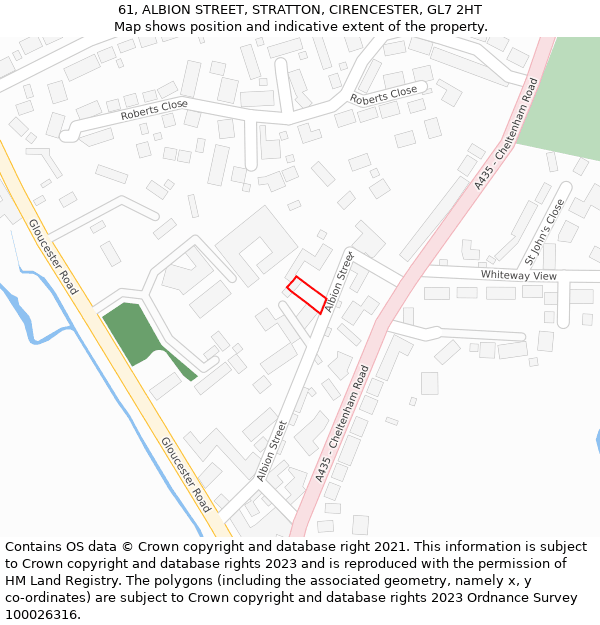 61, ALBION STREET, STRATTON, CIRENCESTER, GL7 2HT: Location map and indicative extent of plot