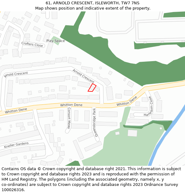 61, ARNOLD CRESCENT, ISLEWORTH, TW7 7NS: Location map and indicative extent of plot