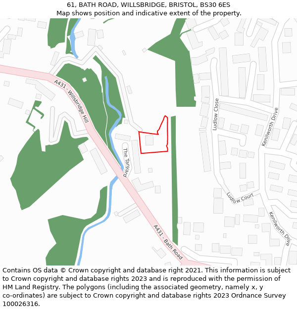 61, BATH ROAD, WILLSBRIDGE, BRISTOL, BS30 6ES: Location map and indicative extent of plot