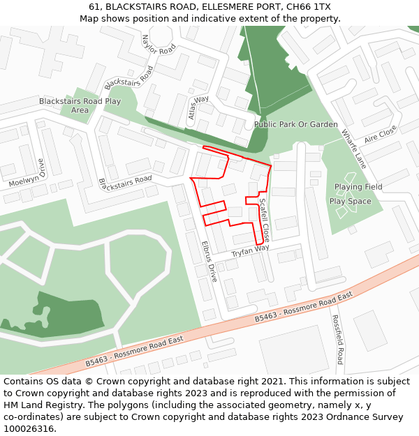 61, BLACKSTAIRS ROAD, ELLESMERE PORT, CH66 1TX: Location map and indicative extent of plot