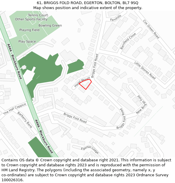 61, BRIGGS FOLD ROAD, EGERTON, BOLTON, BL7 9SQ: Location map and indicative extent of plot