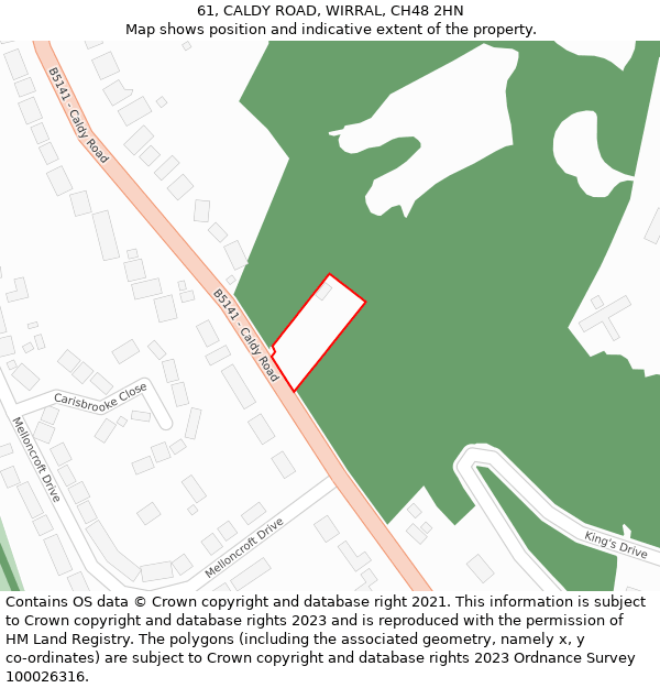 61, CALDY ROAD, WIRRAL, CH48 2HN: Location map and indicative extent of plot