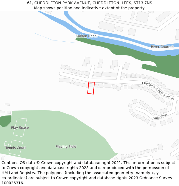 61, CHEDDLETON PARK AVENUE, CHEDDLETON, LEEK, ST13 7NS: Location map and indicative extent of plot