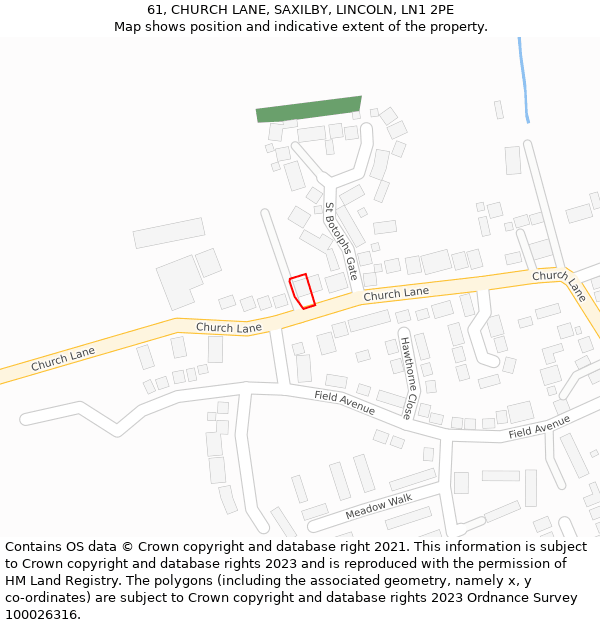61, CHURCH LANE, SAXILBY, LINCOLN, LN1 2PE: Location map and indicative extent of plot