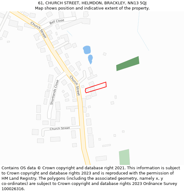 61, CHURCH STREET, HELMDON, BRACKLEY, NN13 5QJ: Location map and indicative extent of plot