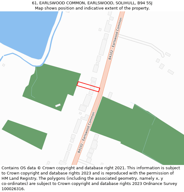 61, EARLSWOOD COMMON, EARLSWOOD, SOLIHULL, B94 5SJ: Location map and indicative extent of plot