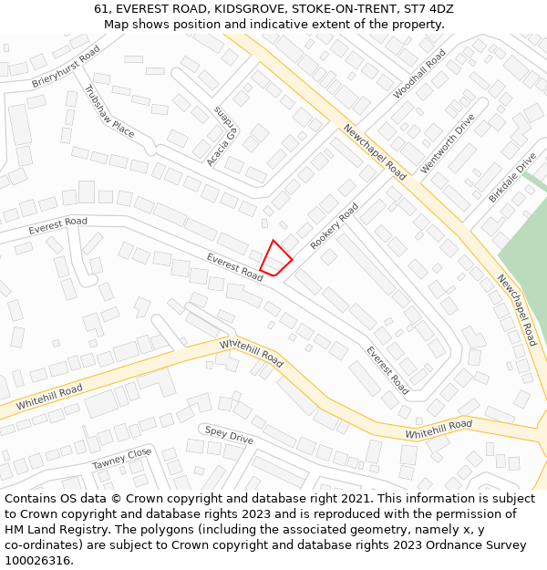 61, EVEREST ROAD, KIDSGROVE, STOKE-ON-TRENT, ST7 4DZ: Location map and indicative extent of plot