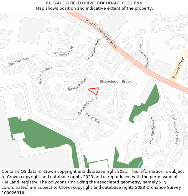 61, FALLOWFIELD DRIVE, ROCHDALE, OL12 6NA: Location map and indicative extent of plot