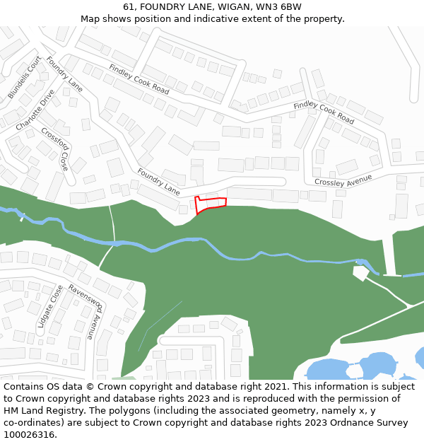 61, FOUNDRY LANE, WIGAN, WN3 6BW: Location map and indicative extent of plot