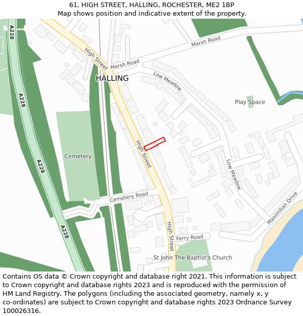 61, HIGH STREET, HALLING, ROCHESTER, ME2 1BP: Location map and indicative extent of plot