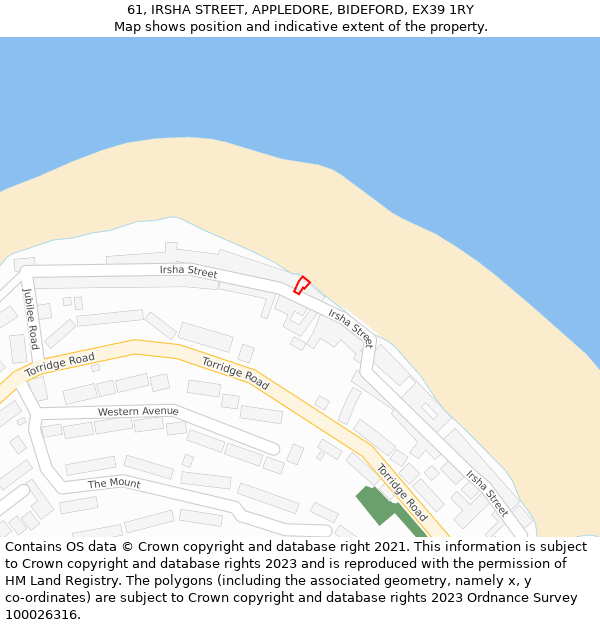 61, IRSHA STREET, APPLEDORE, BIDEFORD, EX39 1RY: Location map and indicative extent of plot