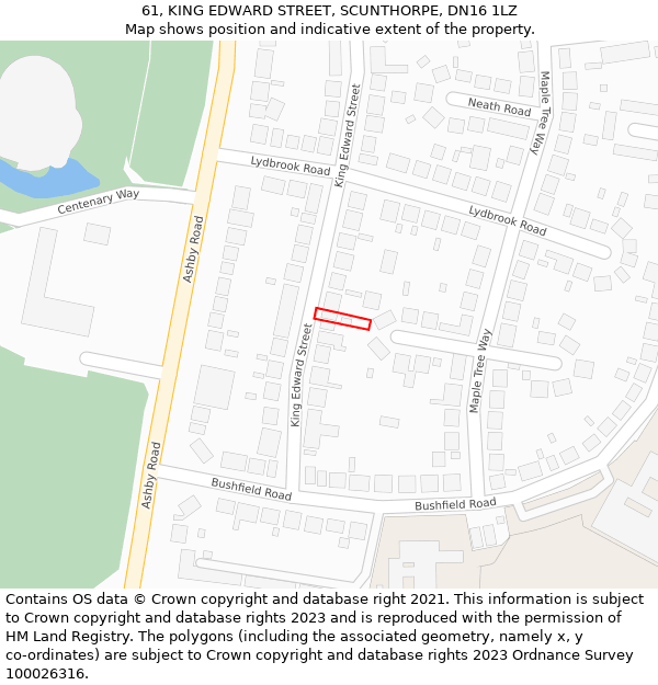 61, KING EDWARD STREET, SCUNTHORPE, DN16 1LZ: Location map and indicative extent of plot