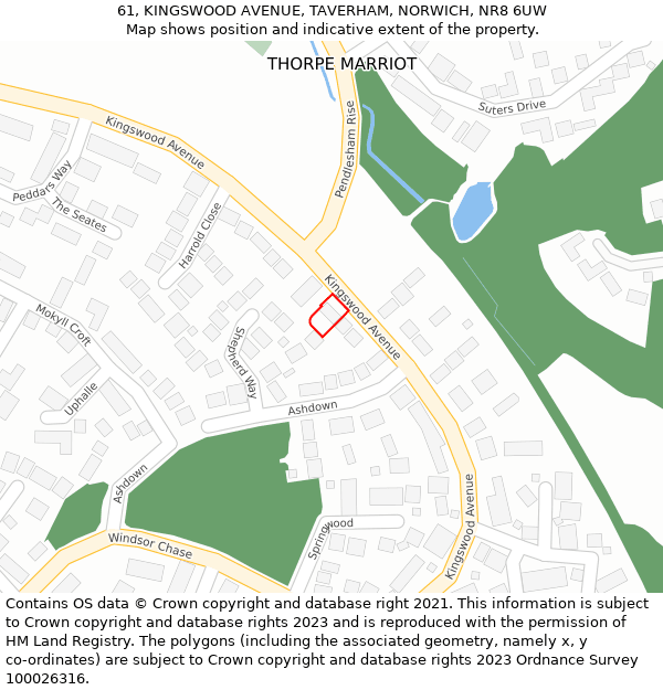 61, KINGSWOOD AVENUE, TAVERHAM, NORWICH, NR8 6UW: Location map and indicative extent of plot