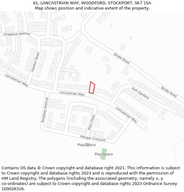 61, LANCASTRIAN WAY, WOODFORD, STOCKPORT, SK7 1SA: Location map and indicative extent of plot