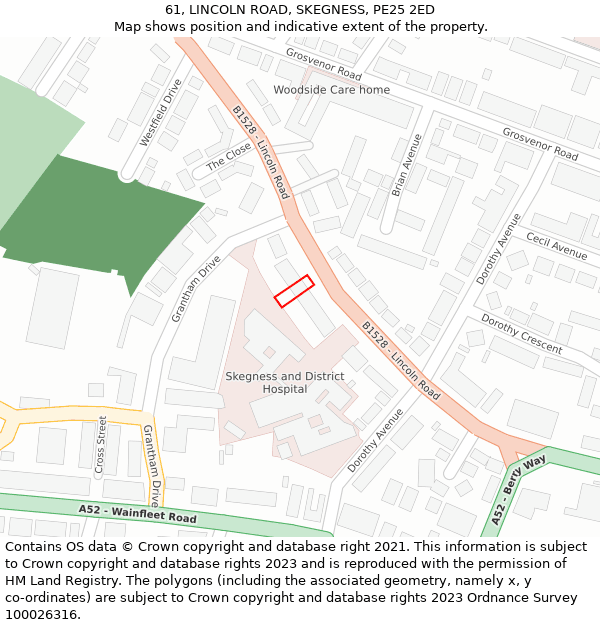 61, LINCOLN ROAD, SKEGNESS, PE25 2ED: Location map and indicative extent of plot