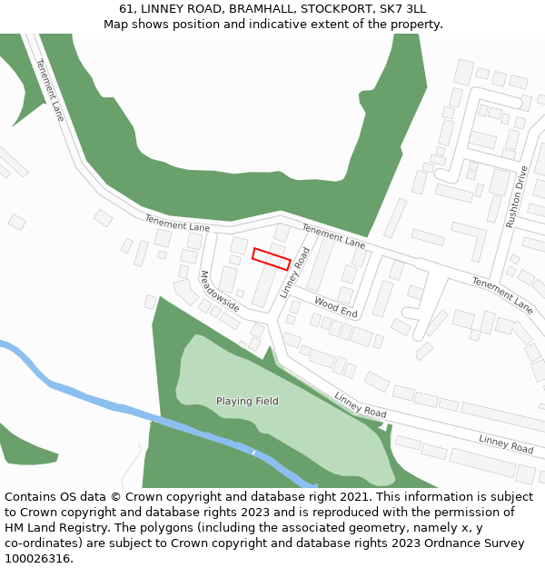 61, LINNEY ROAD, BRAMHALL, STOCKPORT, SK7 3LL: Location map and indicative extent of plot