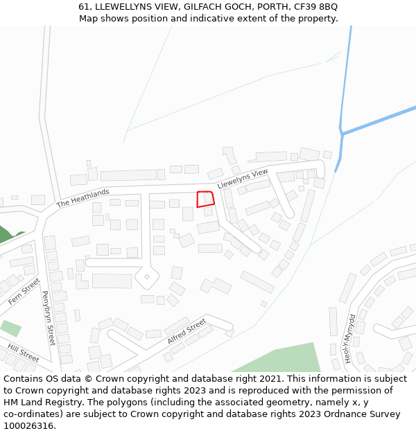 61, LLEWELLYNS VIEW, GILFACH GOCH, PORTH, CF39 8BQ: Location map and indicative extent of plot