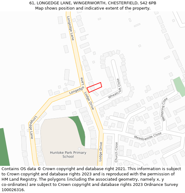 61, LONGEDGE LANE, WINGERWORTH, CHESTERFIELD, S42 6PB: Location map and indicative extent of plot