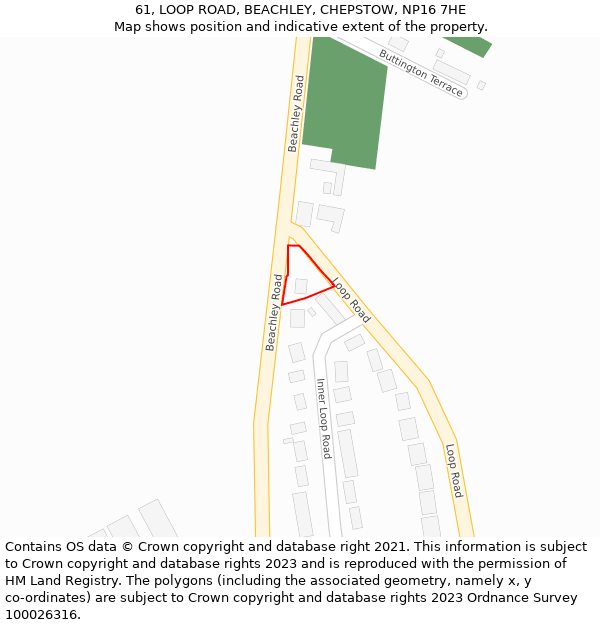 61, LOOP ROAD, BEACHLEY, CHEPSTOW, NP16 7HE: Location map and indicative extent of plot