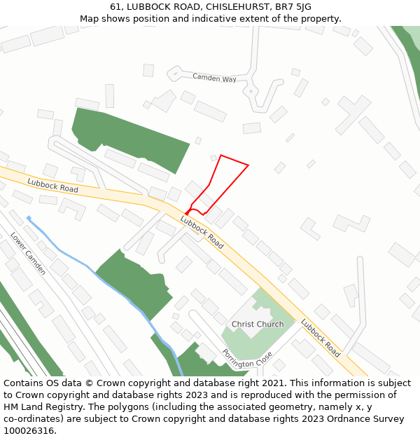 61, LUBBOCK ROAD, CHISLEHURST, BR7 5JG: Location map and indicative extent of plot