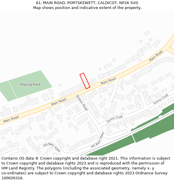 61, MAIN ROAD, PORTSKEWETT, CALDICOT, NP26 5UG: Location map and indicative extent of plot