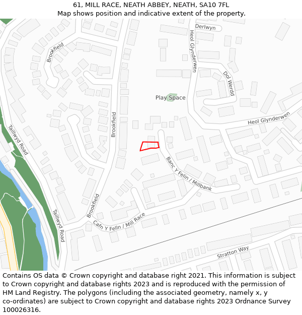 61, MILL RACE, NEATH ABBEY, NEATH, SA10 7FL: Location map and indicative extent of plot