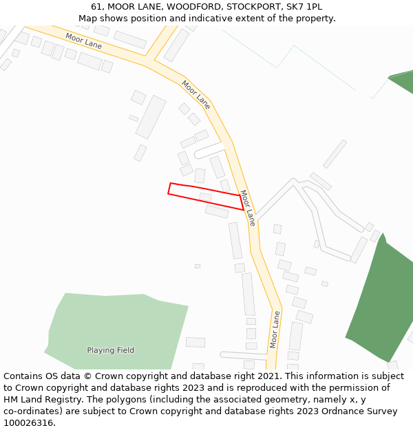 61, MOOR LANE, WOODFORD, STOCKPORT, SK7 1PL: Location map and indicative extent of plot