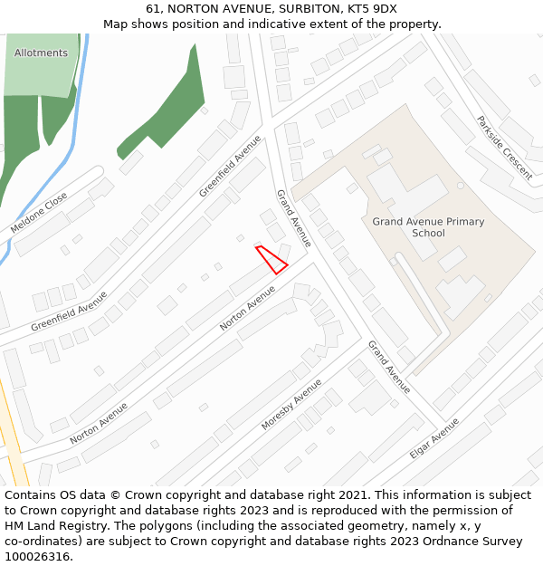 61, NORTON AVENUE, SURBITON, KT5 9DX: Location map and indicative extent of plot